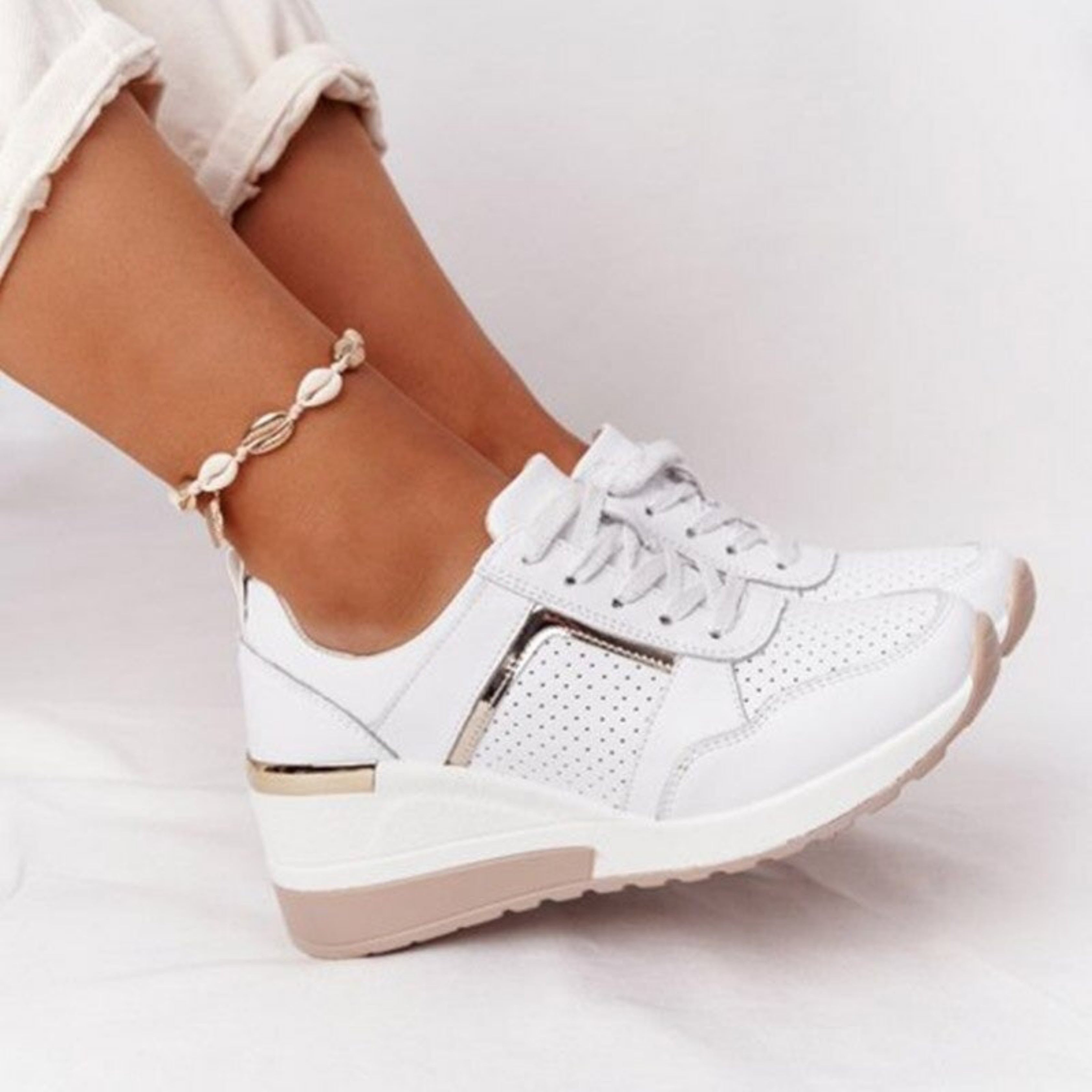Women's Perforated Wedge Sneakers | Demelza_5