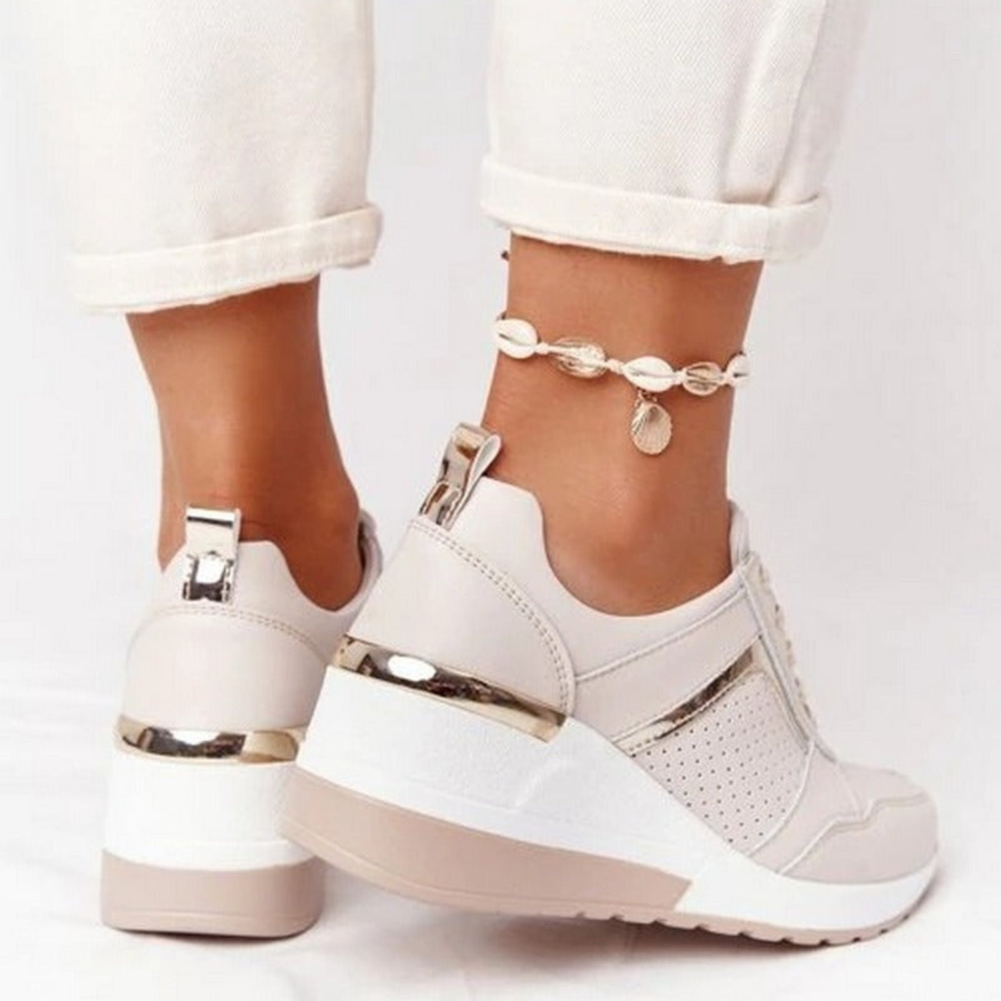 Women's Perforated Wedge Sneakers | Demelza_6
