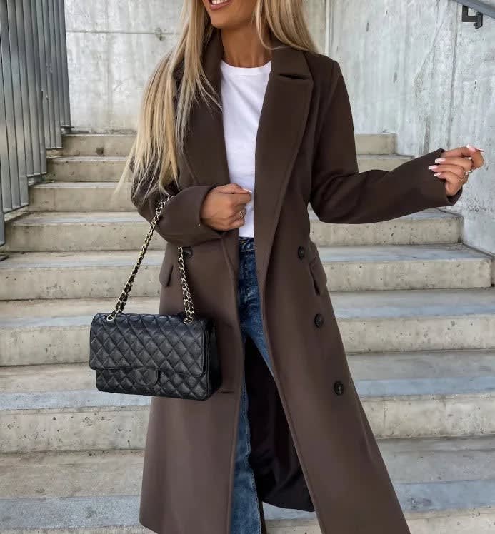 Women's Double Breasted Longline Coat | Fenella_1
