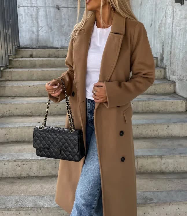 Women's Double Breasted Longline Coat | Fenella_4