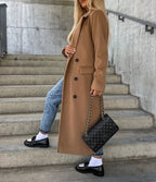 Women's Double Breasted Longline Coat | Fenella_5