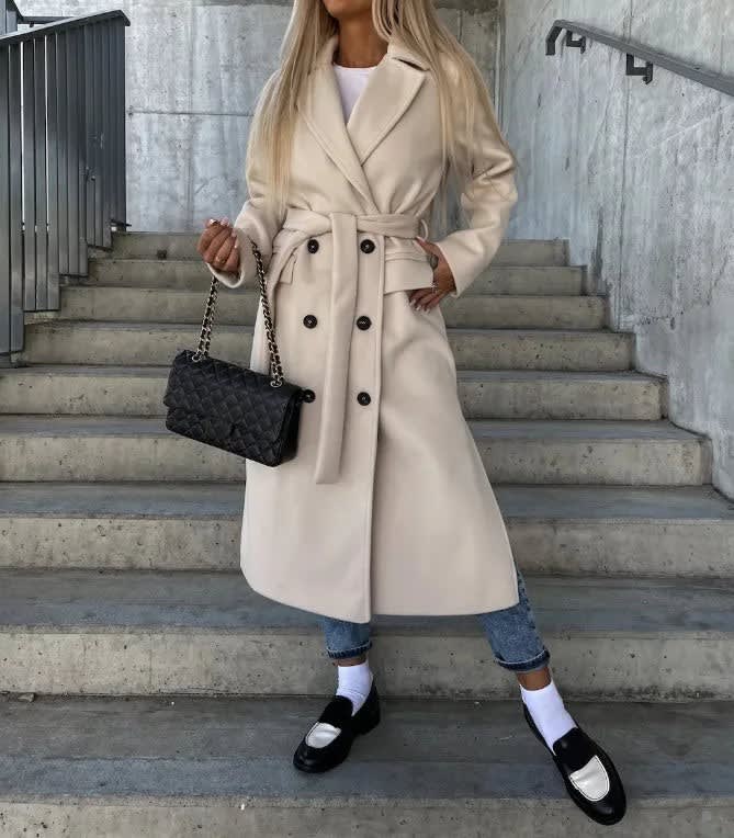Women's Double Breasted Longline Coat | Fenella_6