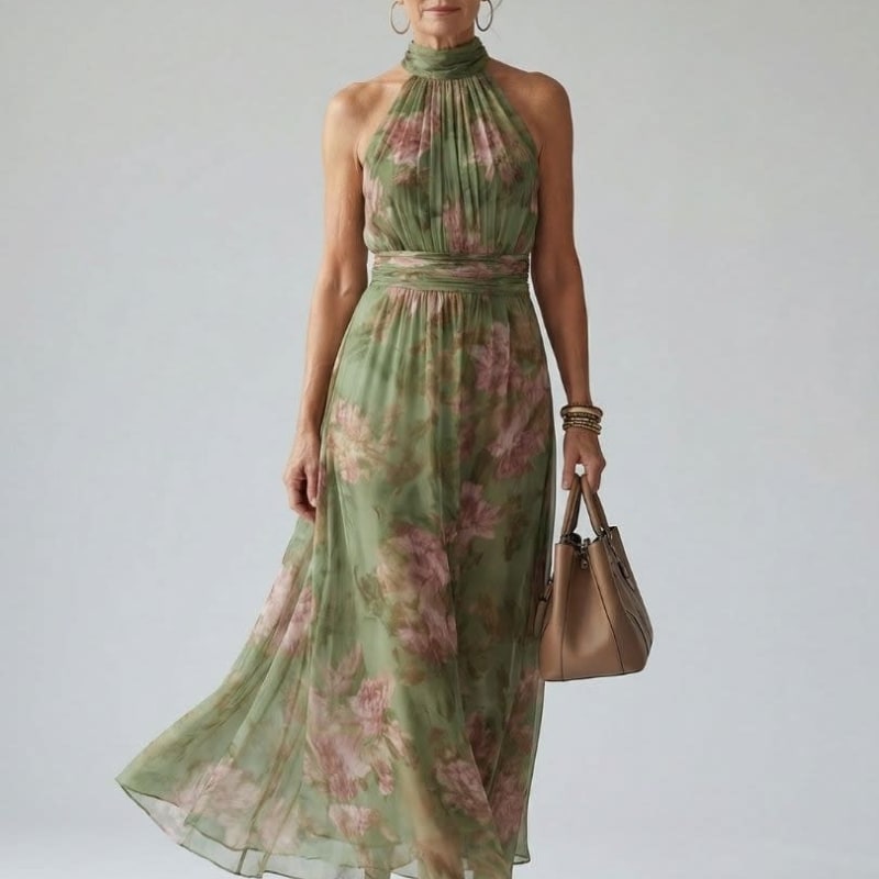 Women's Floral Halter Maxi Dress | Hesper_1