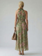 Women's Floral Halter Maxi Dress | Hesper_4