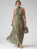Women's Floral Halter Maxi Dress | Hesper_6
