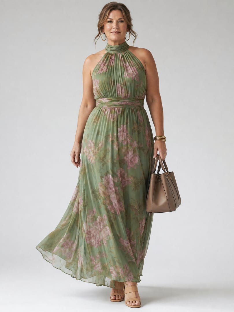Women's Floral Halter Maxi Dress | Hesper_6