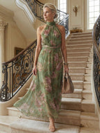 Women's Floral Halter Maxi Dress | Hesper_7