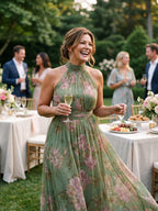 Women's Floral Halter Maxi Dress | Hesper_9