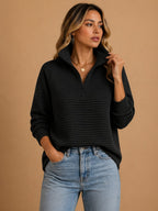 Women's Half Zip Funnel Neck Sweater | Honora_4