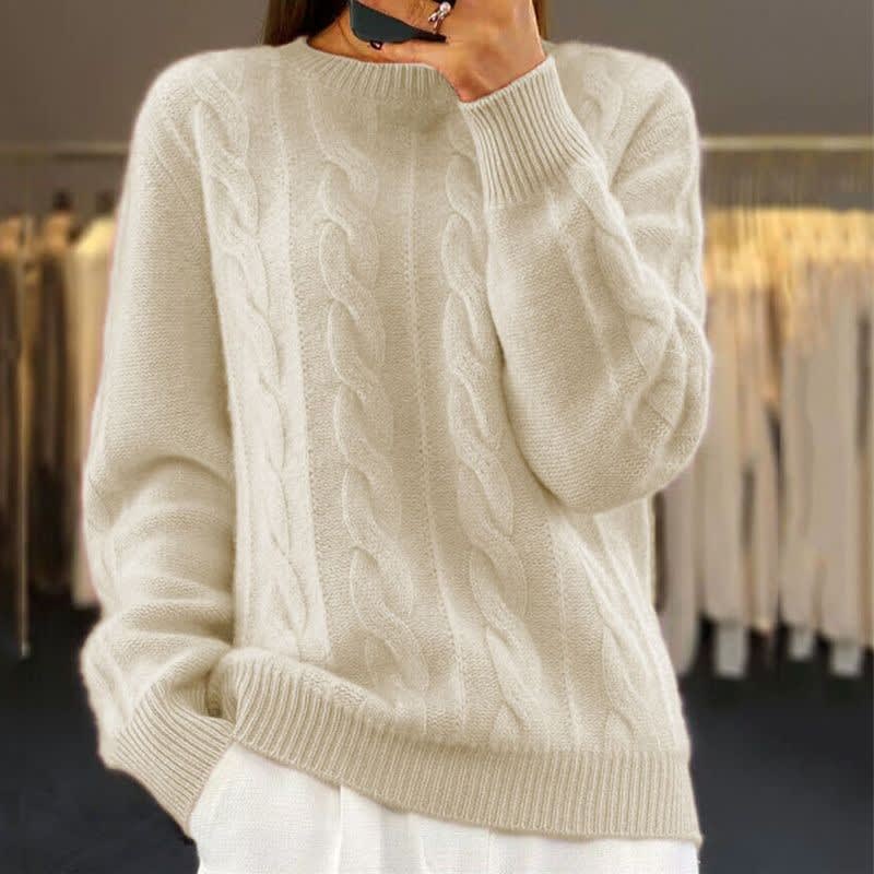 Women's Relaxed Cable Knit Sweater | Perdita_1