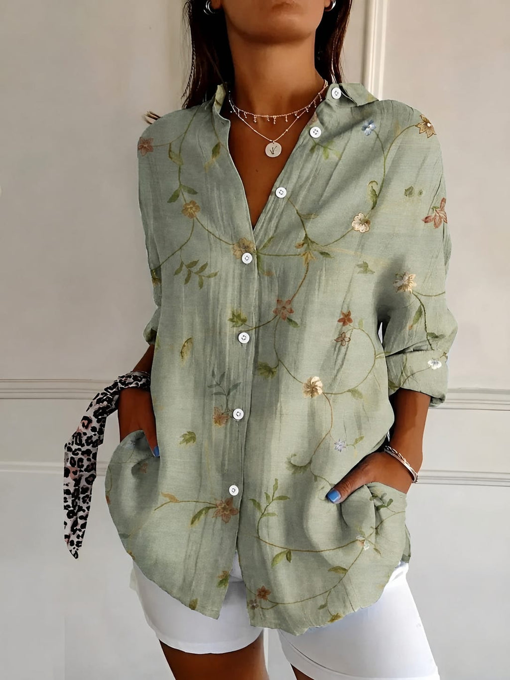Women's Floral Print Button Down Shirt | Sephira_2