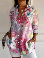 Women's Floral Print Button Down Shirt | Sephira_3