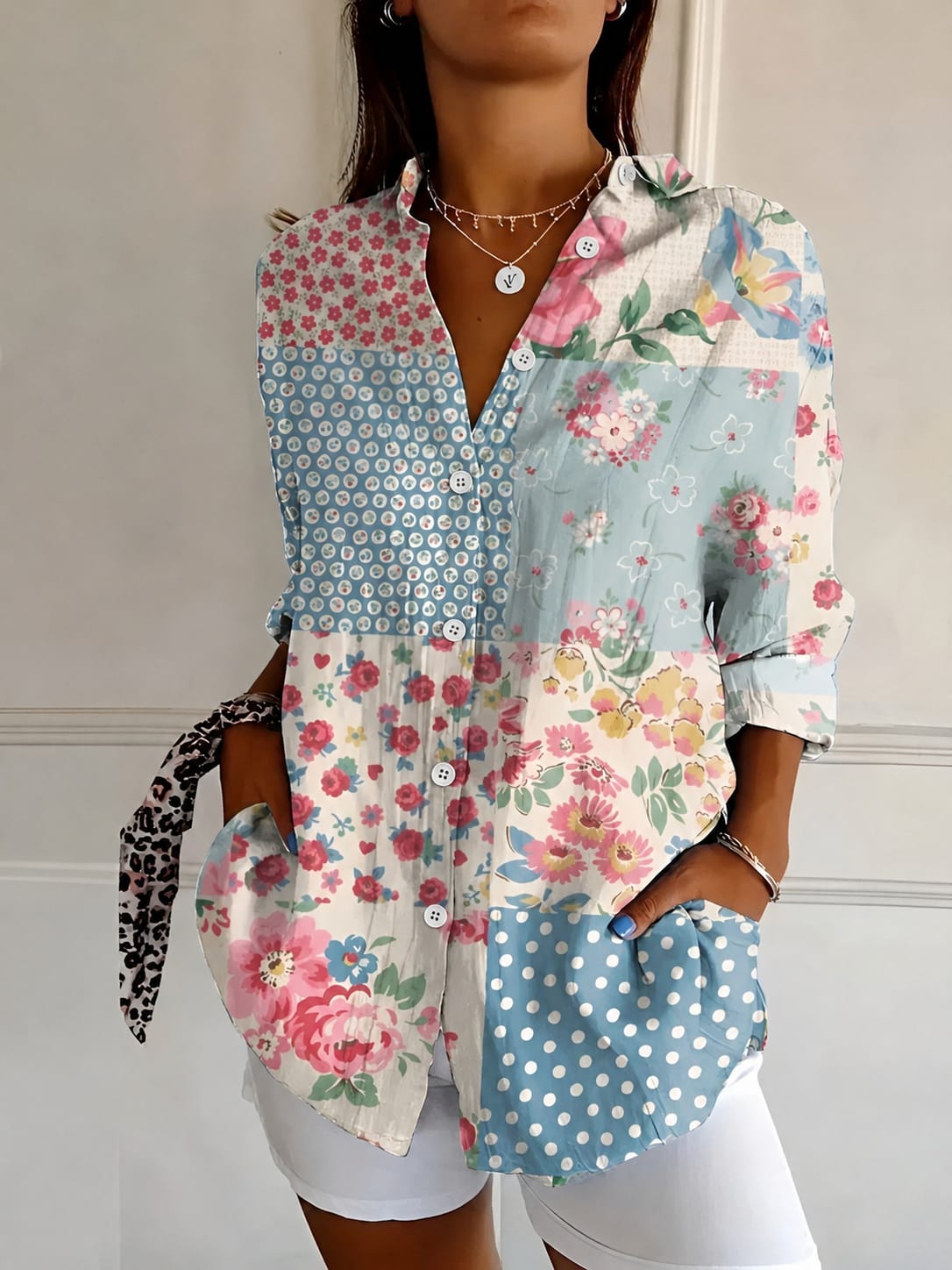 Women's Floral Print Button Down Shirt | Sephira_4