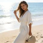 Women's V Neck Wide Leg Jumpsuit | Daventry_12