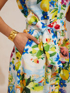 Women's Floral Print Sleeveless Shirt Dress | Olwen_8