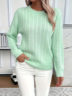 Women's Cable Knit Crew Neck Sweater | Rowena_1