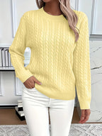 Women's Cable Knit Crew Neck Sweater | Rowena_2