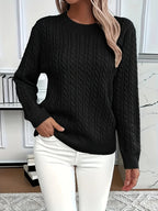 Women's Cable Knit Crew Neck Sweater | Rowena_3