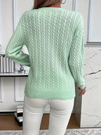 Women's Cable Knit Crew Neck Sweater | Rowena_5
