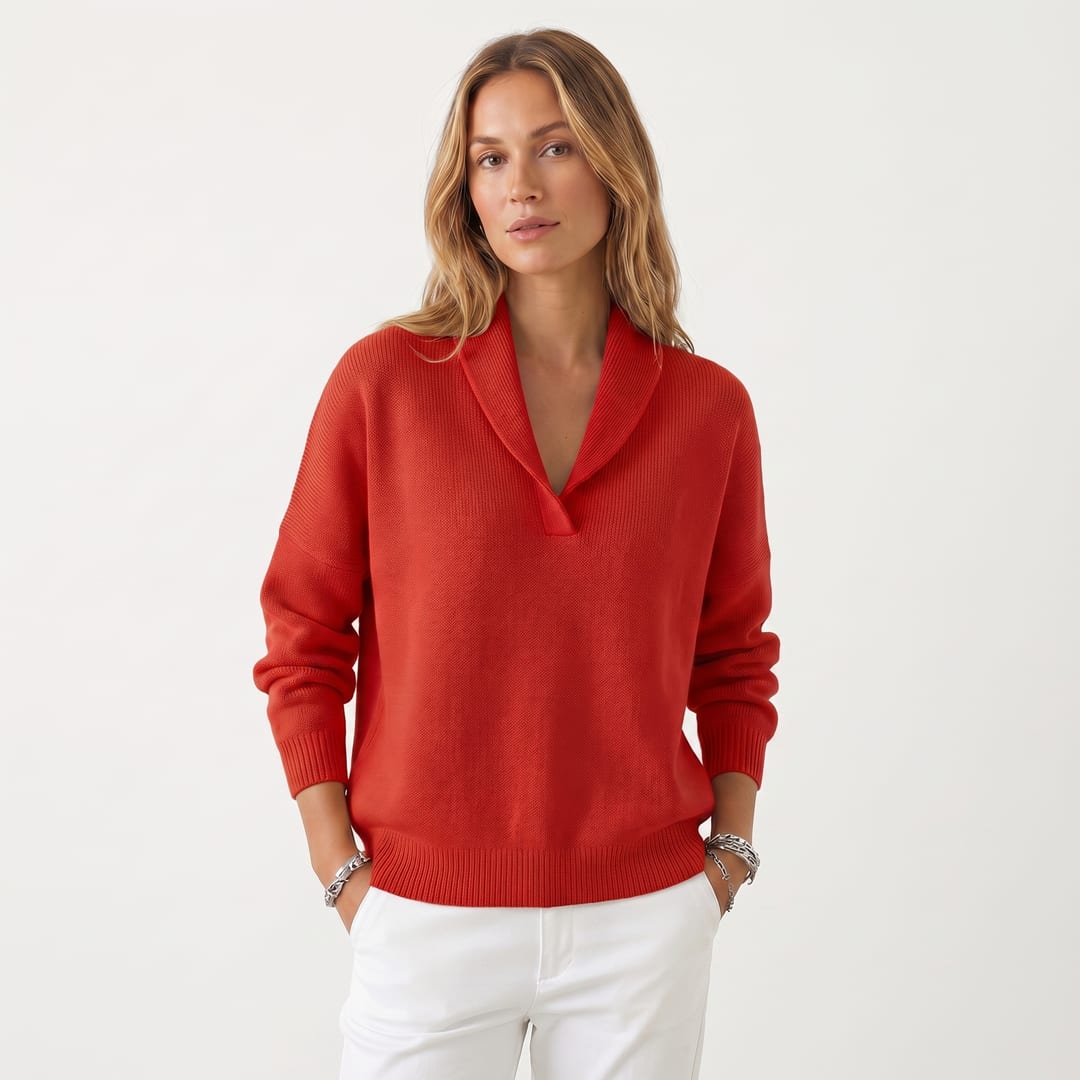 Women's Shawl Collar Knit Sweater | Violetta_3