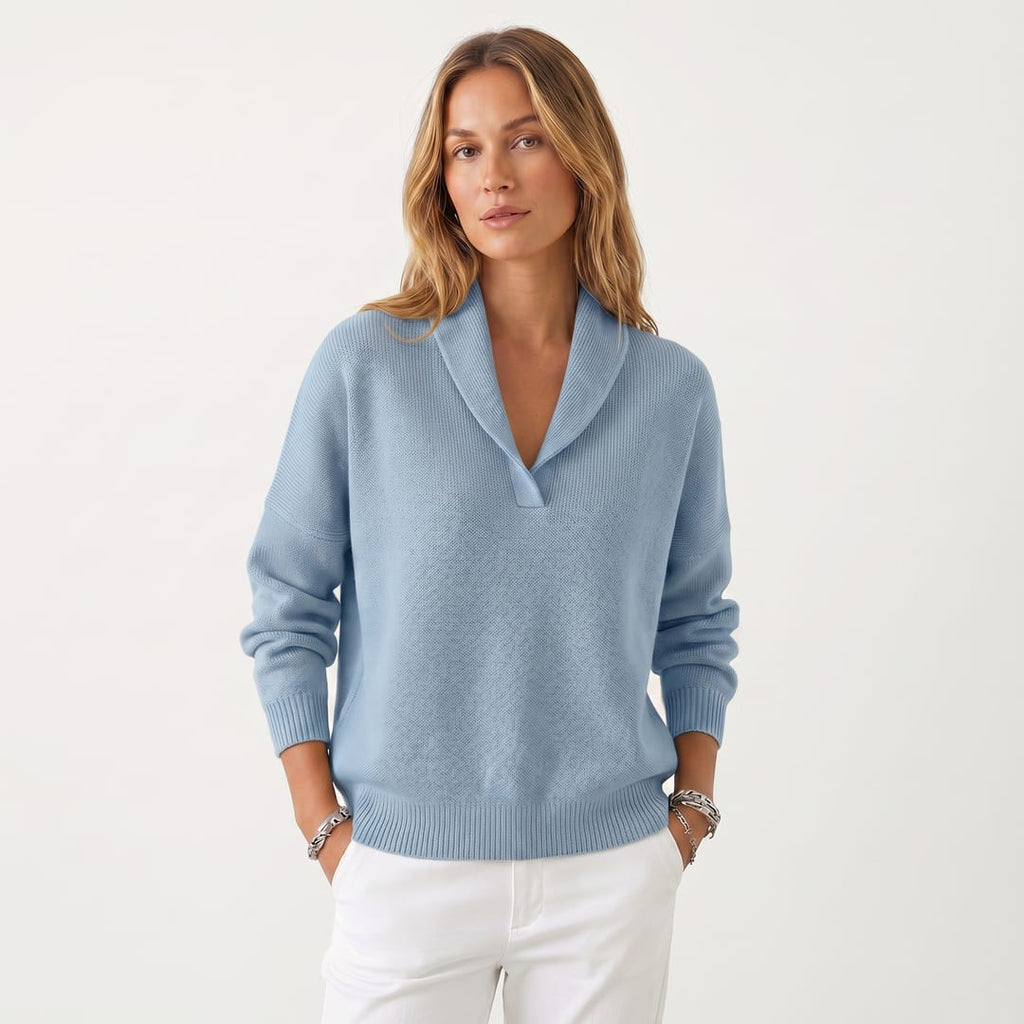 Women's Shawl Collar Knit Sweater | Violetta_5