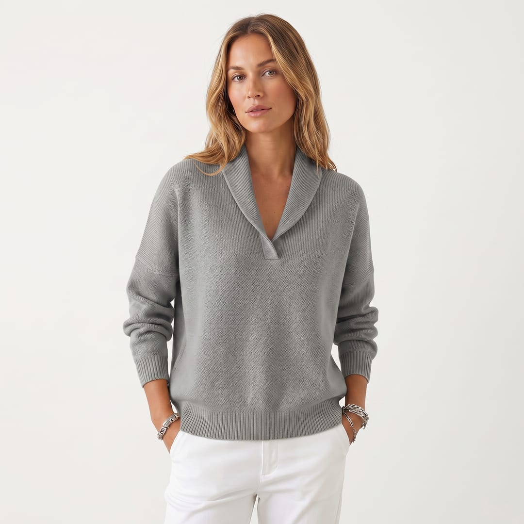Women's Shawl Collar Knit Sweater | Violetta_6