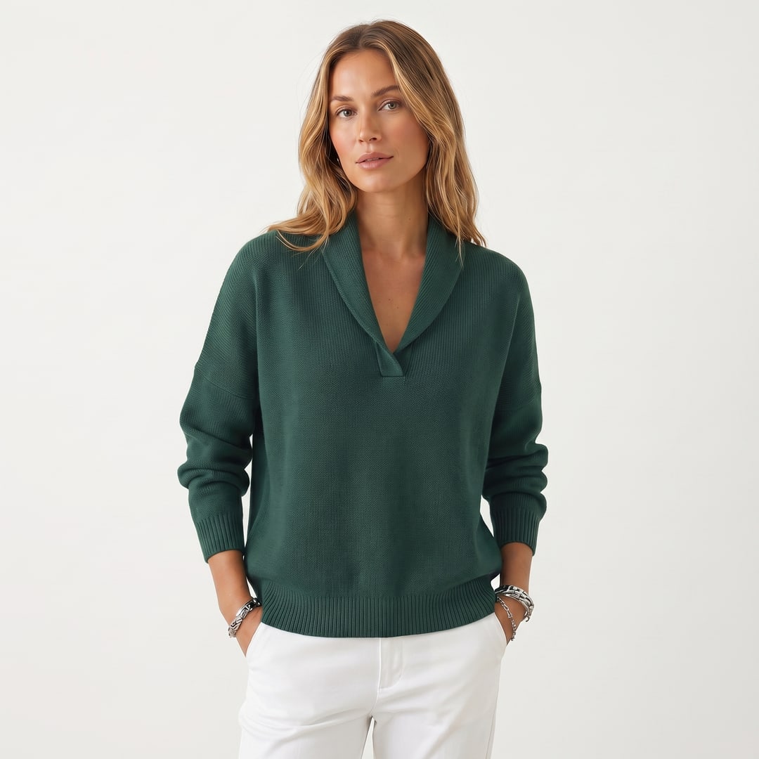 Women's Shawl Collar Knit Sweater | Violetta_9