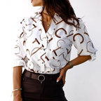 Women's Geometric Print Collared Blouse | Silvestra_14