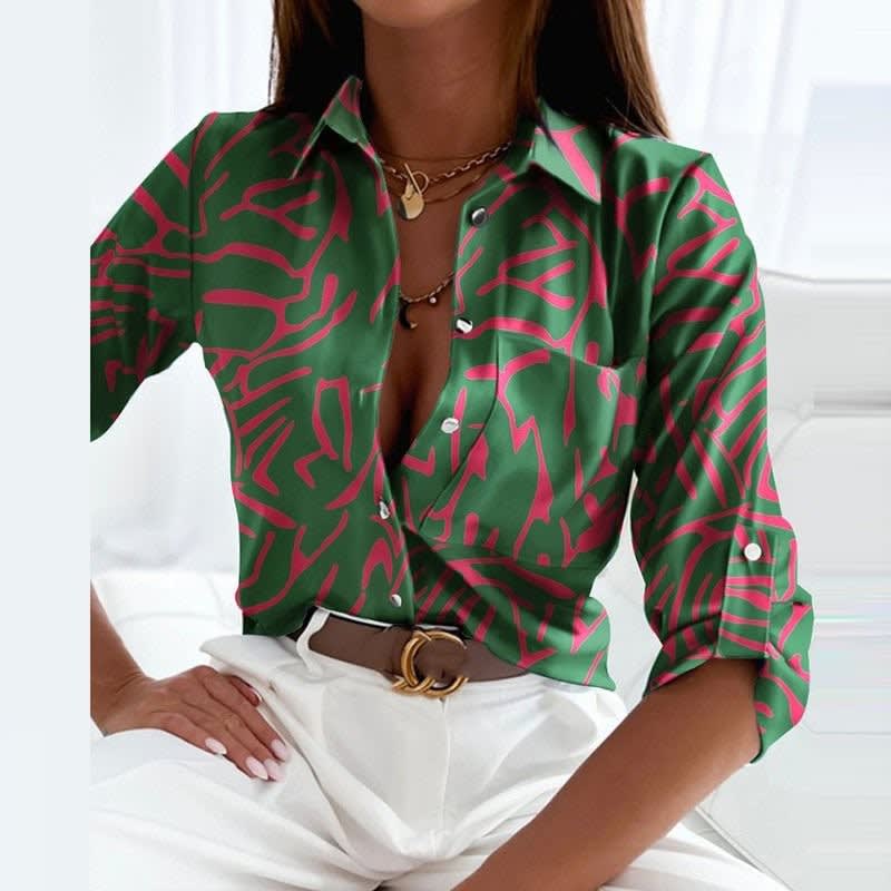 Women's Geometric Print Collared Blouse | Silvestra_15