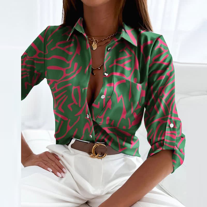 Women's Geometric Print Collared Blouse | Silvestra_17