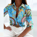 Women's Geometric Print Collared Blouse | Silvestra_7