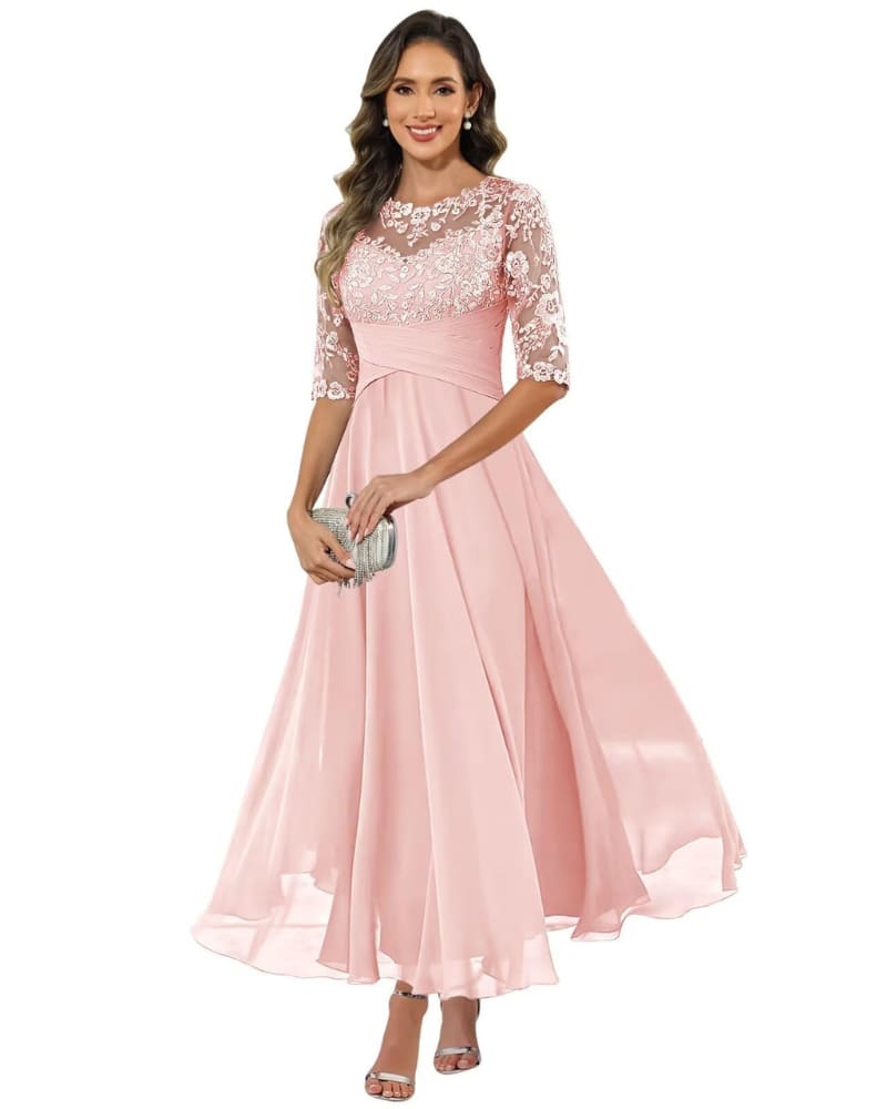 Women's Lace Bodice Chiffon Evening Gown | Clevely_10