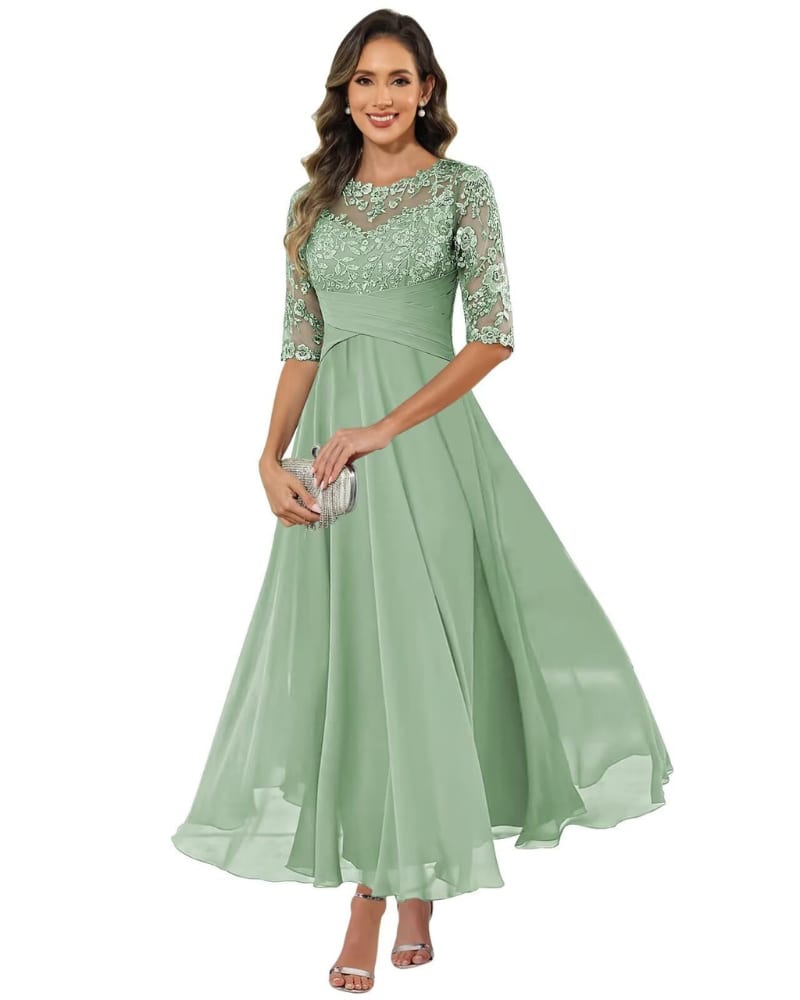 Women's Lace Bodice Chiffon Evening Gown | Clevely_11