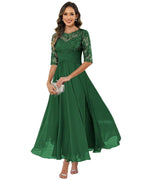 Women's Lace Bodice Chiffon Evening Gown | Clevely_12