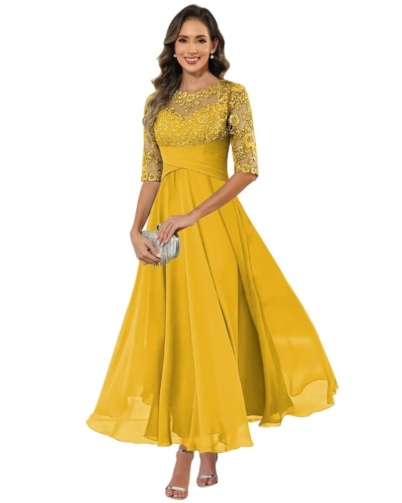 Women's Lace Bodice Chiffon Evening Gown | Clevely_13