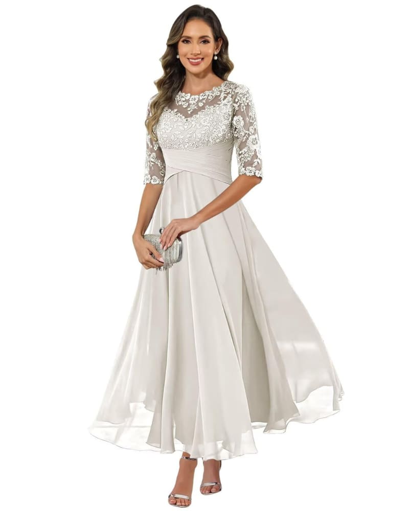 Women's Lace Bodice Chiffon Evening Gown | Clevely_14
