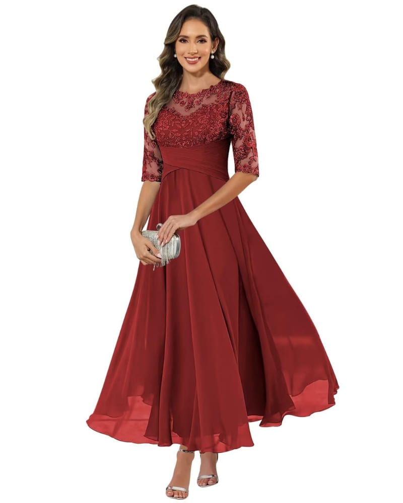 Women's Lace Bodice Chiffon Evening Gown | Clevely_2