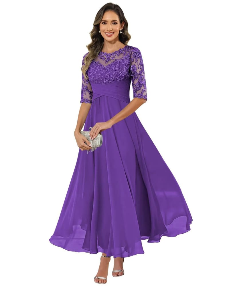 Women's Lace Bodice Chiffon Evening Gown | Clevely_3