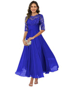 Women's Lace Bodice Chiffon Evening Gown | Clevely_4