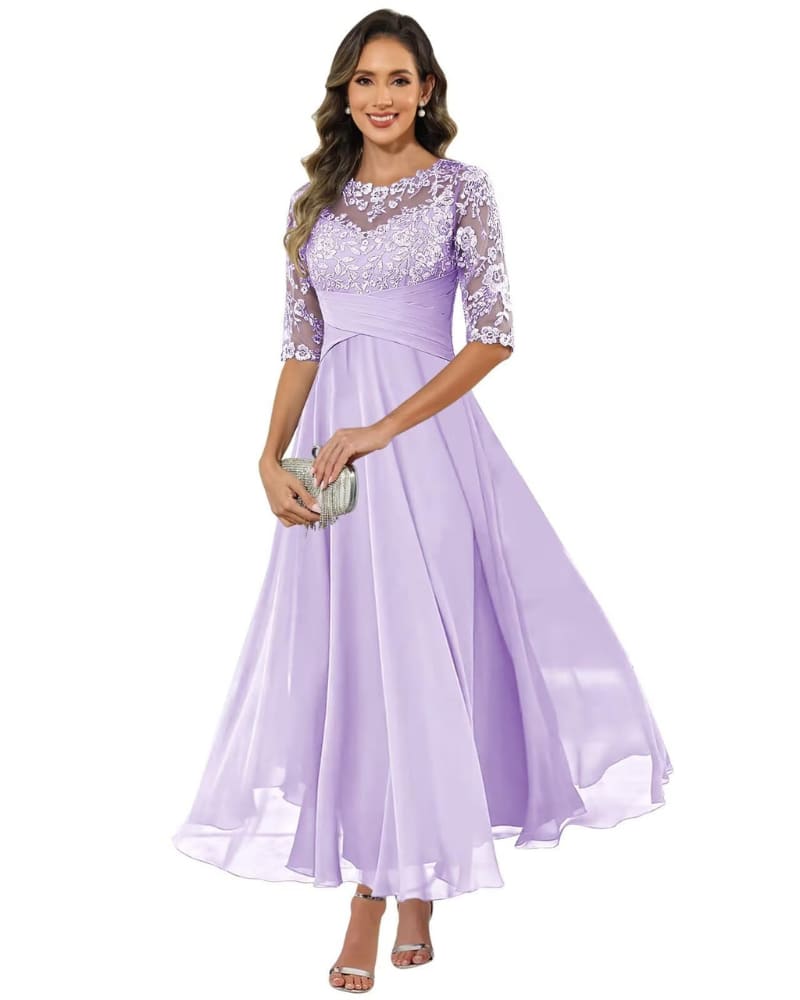 Women's Lace Bodice Chiffon Evening Gown | Clevely_5