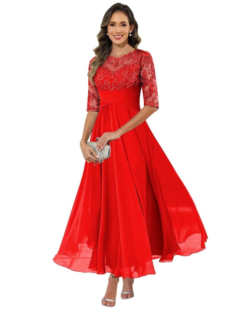 Women's Lace Bodice Chiffon Evening Gown | Clevely_6