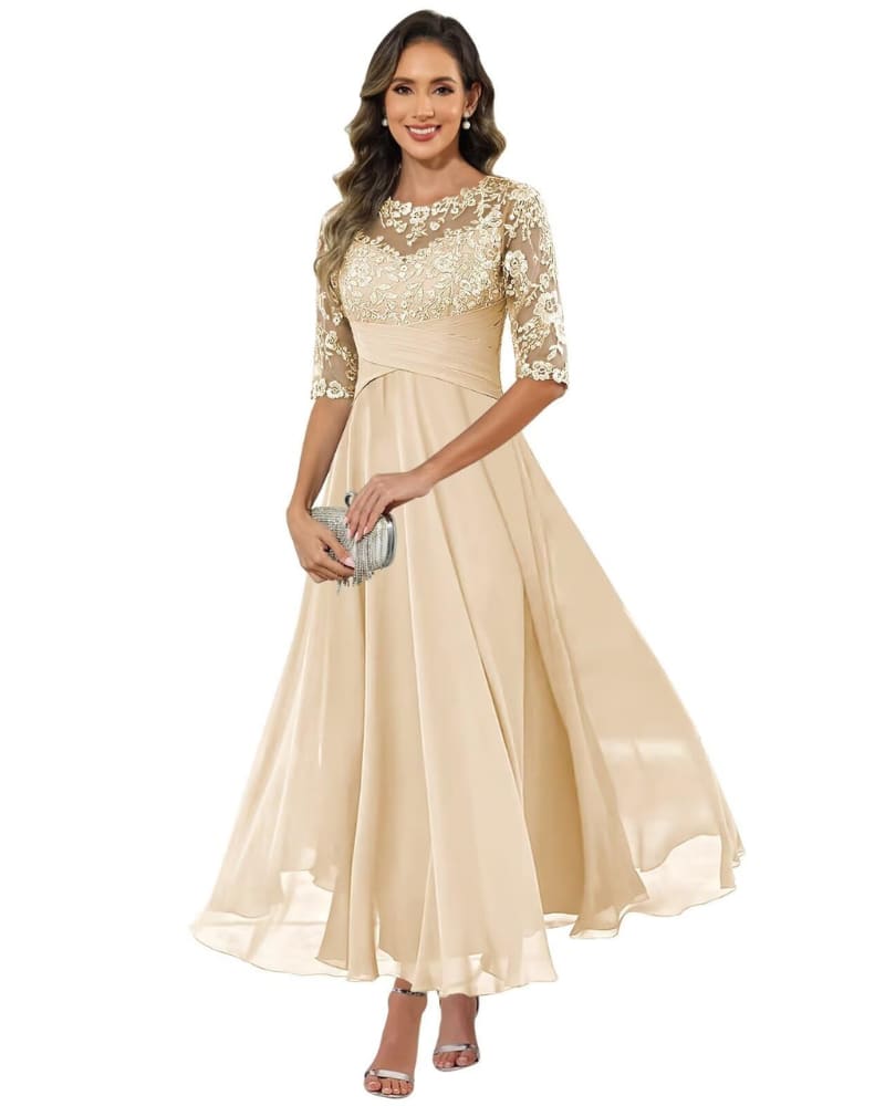 Women's Lace Bodice Chiffon Evening Gown | Clevely_7
