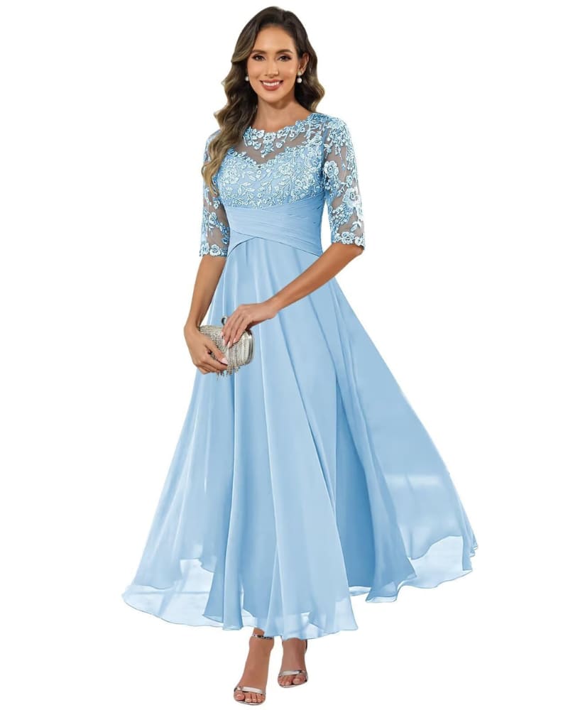 Women's Lace Bodice Chiffon Evening Gown | Clevely_8