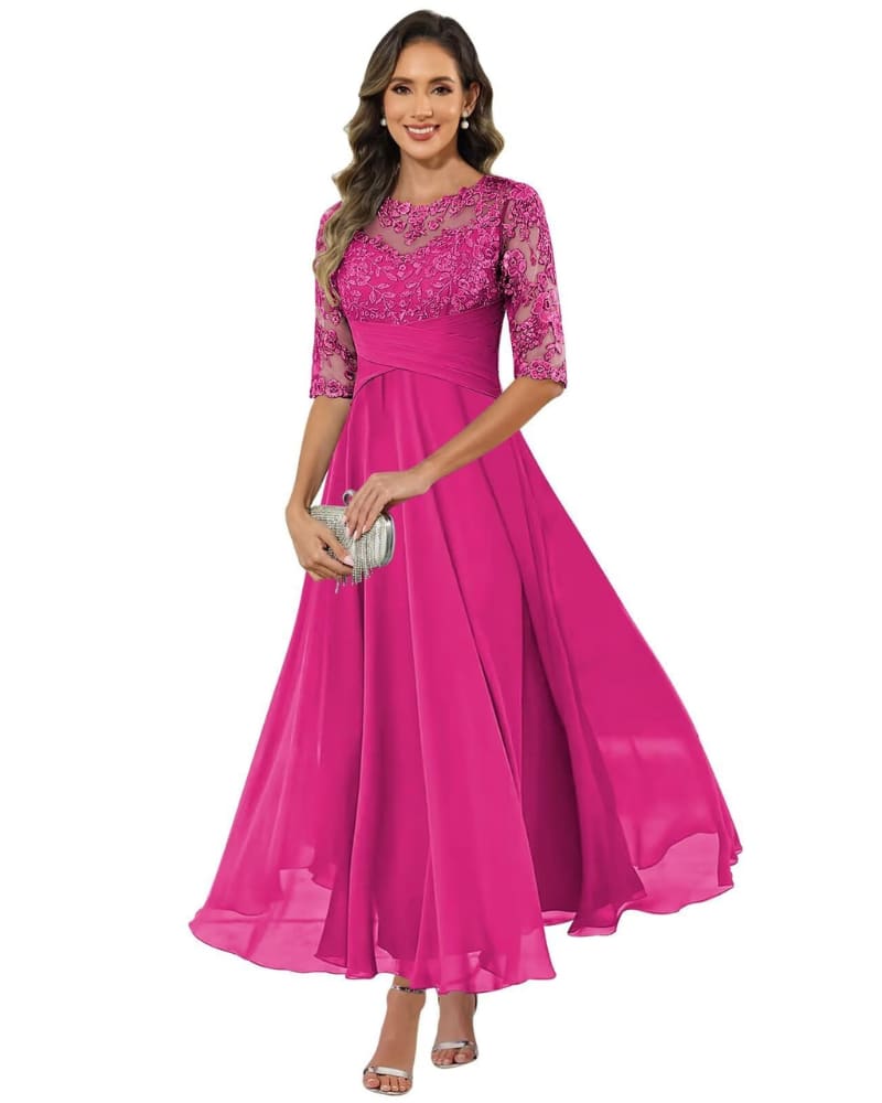 Women's Lace Bodice Chiffon Evening Gown | Clevely_9