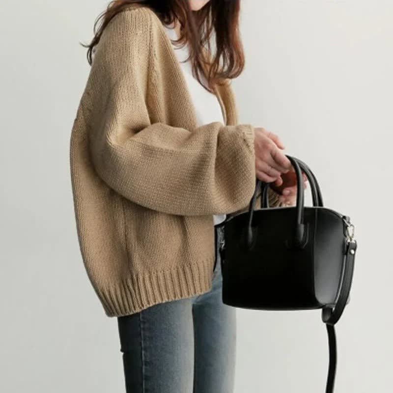 Women's Chunky Knit Open Front Cardigan | Adaline_6