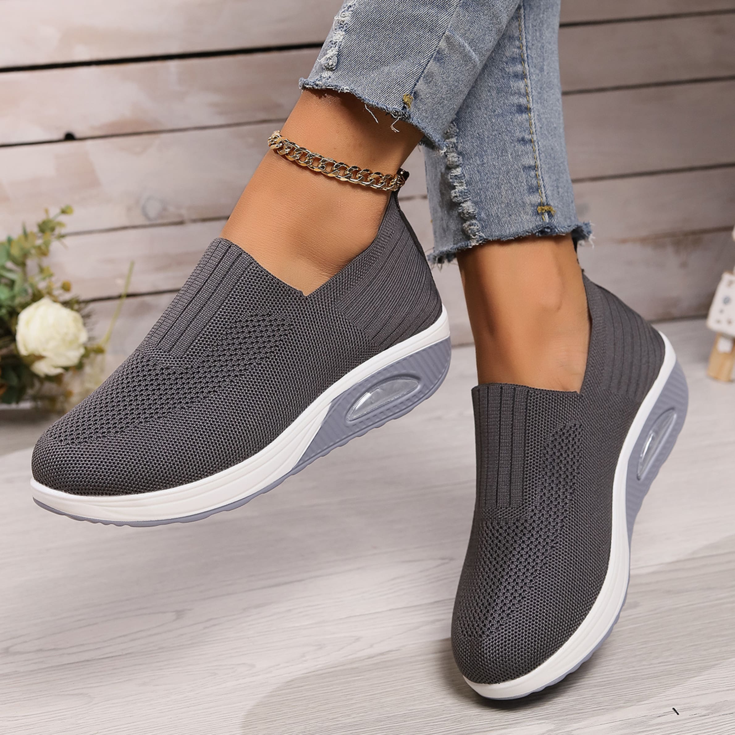 Women's Knit Slip On Sneakers | Augusta_6