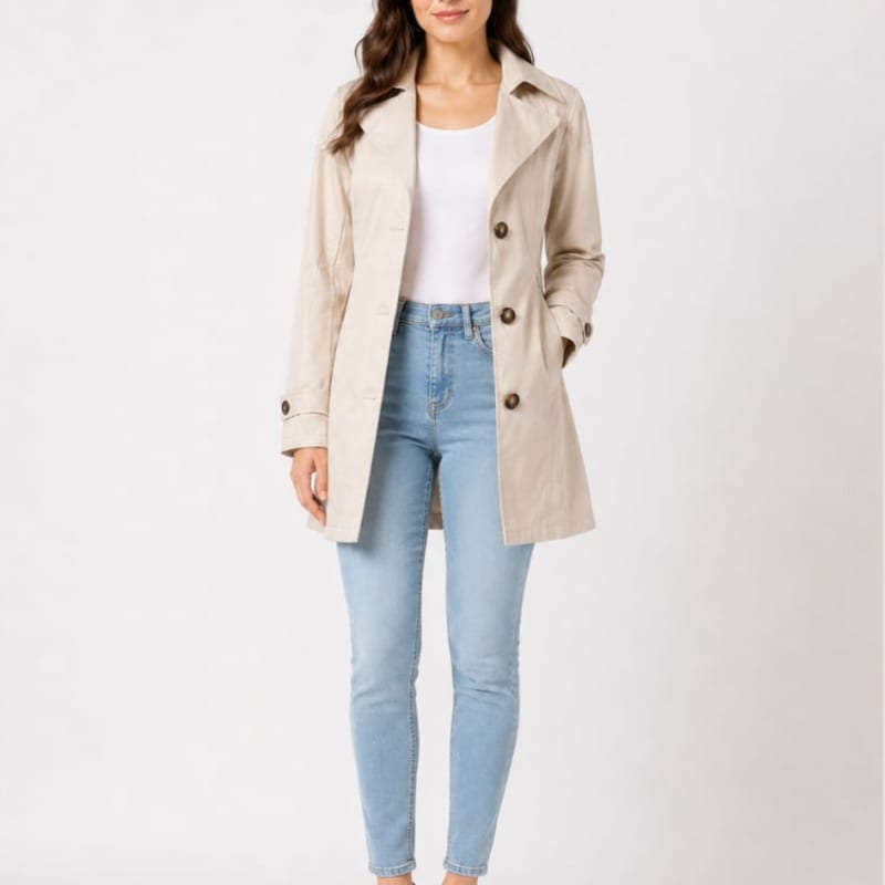 Women's Single Breasted Short Trench Coat | Thurloe_1