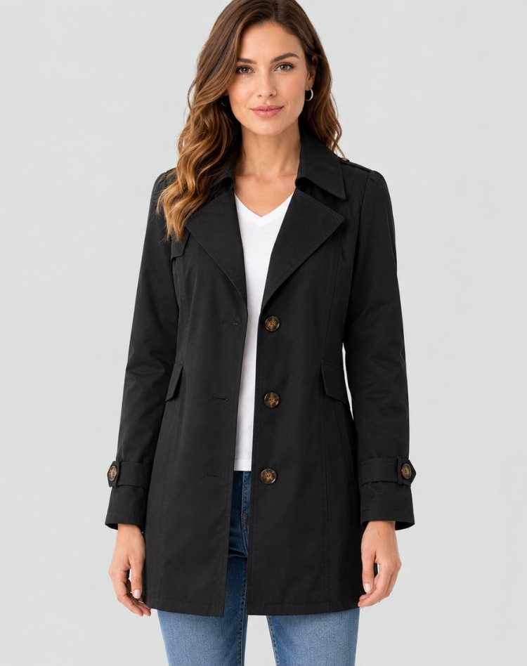 Women's Single Breasted Short Trench Coat | Thurloe_2