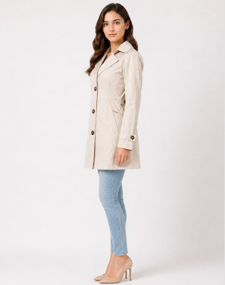 Women's Single Breasted Short Trench Coat | Thurloe_6