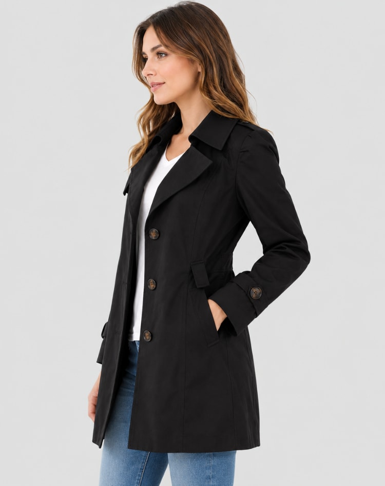 Women's Single Breasted Short Trench Coat | Thurloe_9
